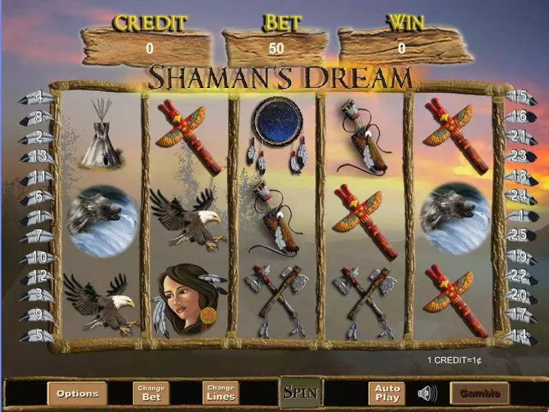 Shaman's Dream  Real Money Slot made by Eyecon - Main Screen Reels