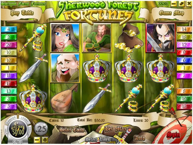 Sherwood Forest Fortunes  Real Money Slot made by Rival - Main Screen Reels