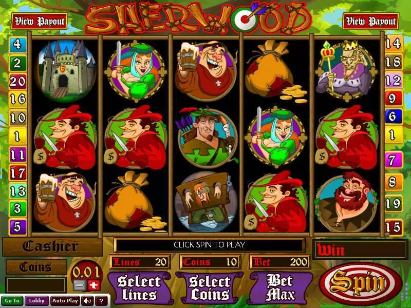 Sherwood  Real Money Slot made by Wizard Gaming - Main Screen Reels