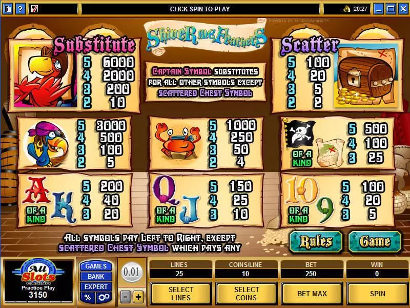 Shiver Me Feathers  Real Money Slot made by Microgaming - Info and Rules