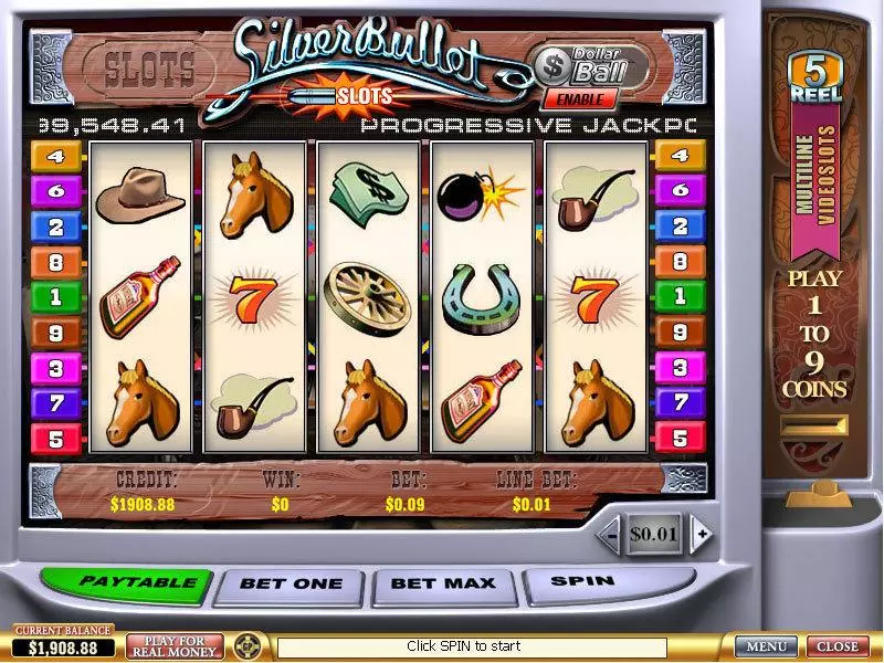 Silver Bullet  Real Money Slot made by PlayTech - Main Screen Reels