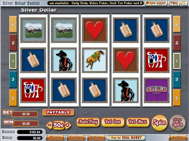 Silver Dollar  Real Money Slot made by Vegas Technology - Main Screen Reels