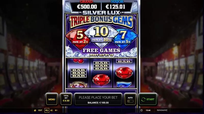 Silver Lux- Triple Bonus Gems  Real Money Slot made by Greentube - Main Screen Reels