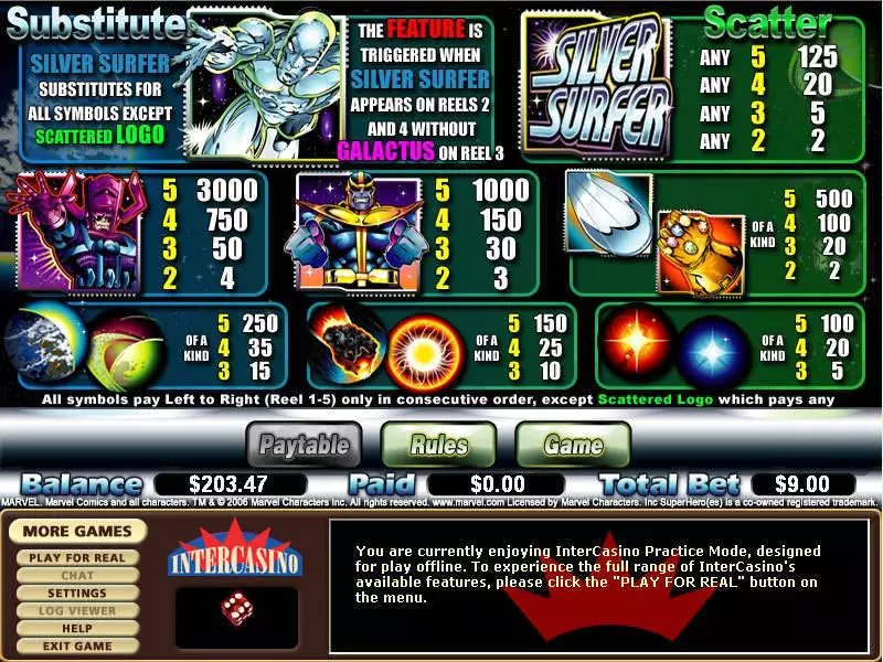 Silver Surfer  Real Money Slot made by CryptoLogic - Info and Rules