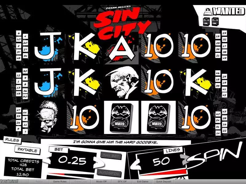Sin City  Real Money Slot made by bwin.party - Main Screen Reels