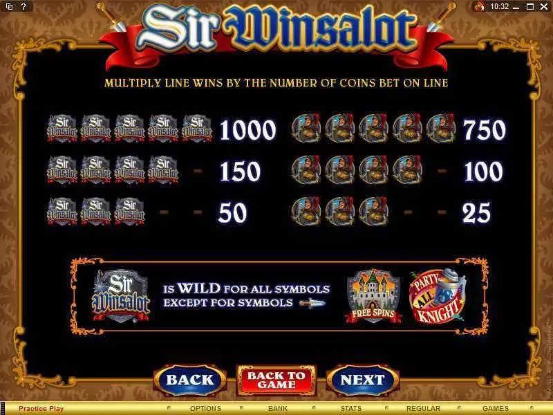 Sir Winsalot  Real Money Slot made by Microgaming - Info and Rules