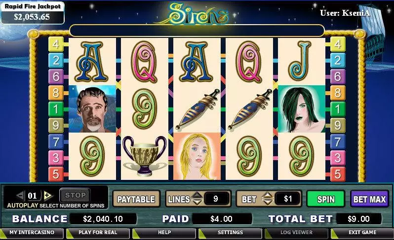 Sirens  Real Money Slot made by CryptoLogic - Main Screen Reels