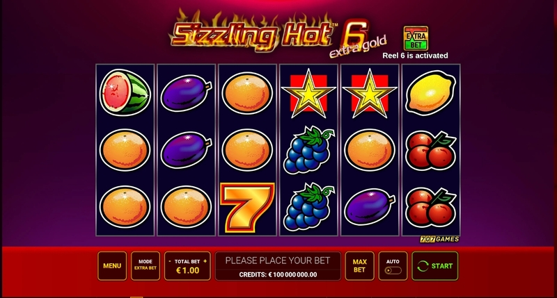 Sizzling Hot 6 extra gold  Real Money Slot made by Greentube - Main Screen Reels