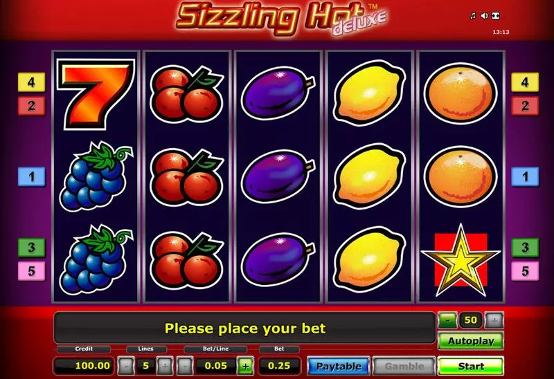 Sizzling Hot - Deluxe  Real Money Slot made by Novomatic - Main Screen Reels