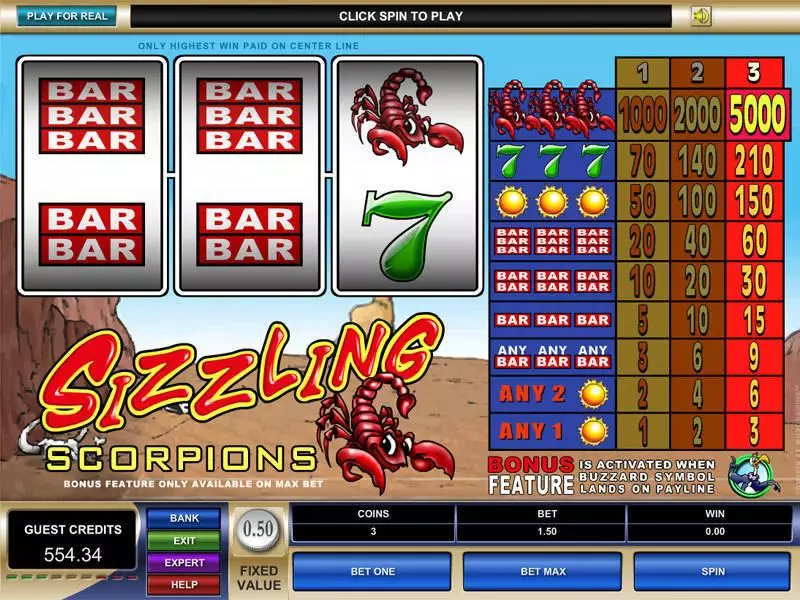 Sizzling Scorpions  Real Money Slot made by Microgaming - Main Screen Reels