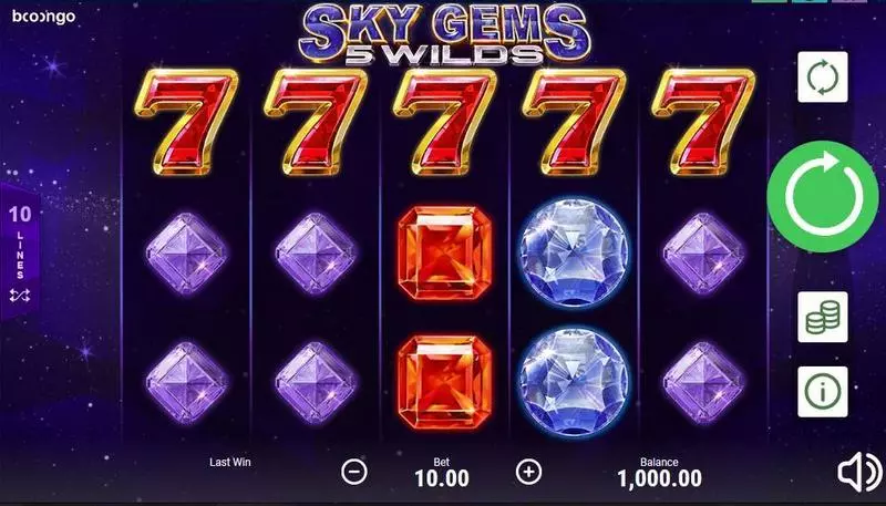 Sky Gems 5 Wilds  Real Money Slot made by Booongo - Main Screen Reels