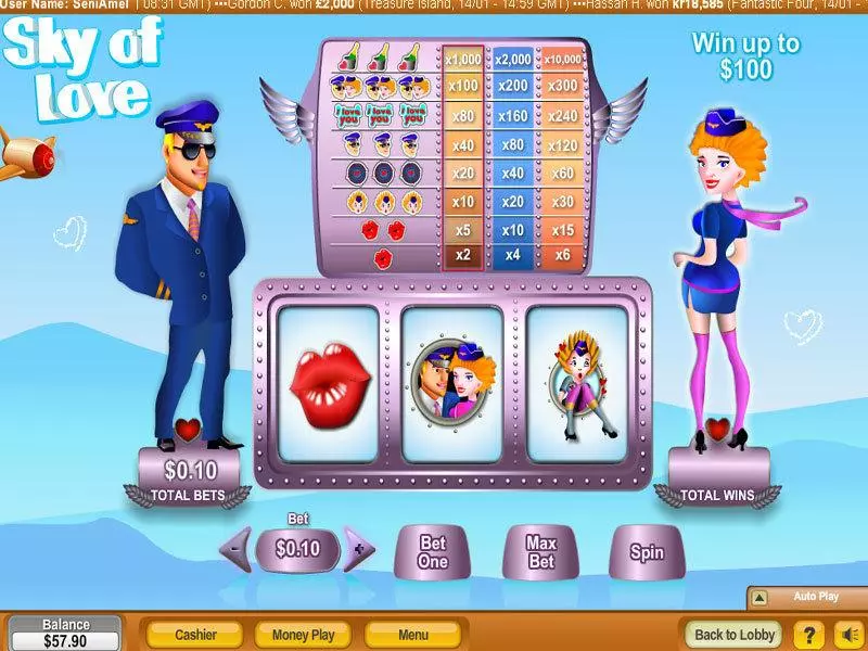 Sky Of Love  Real Money Slot made by NeoGames - Main Screen Reels