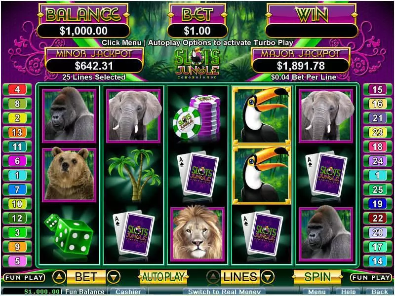 Slots Jungle  Real Money Slot made by RTG - Main Screen Reels