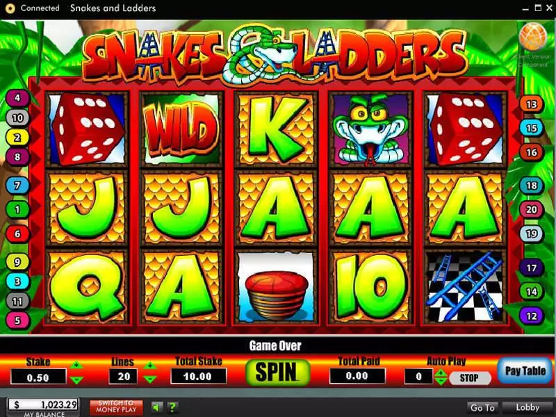 Snakes and Ladders  Real Money Slot made by 888 - Main Screen Reels