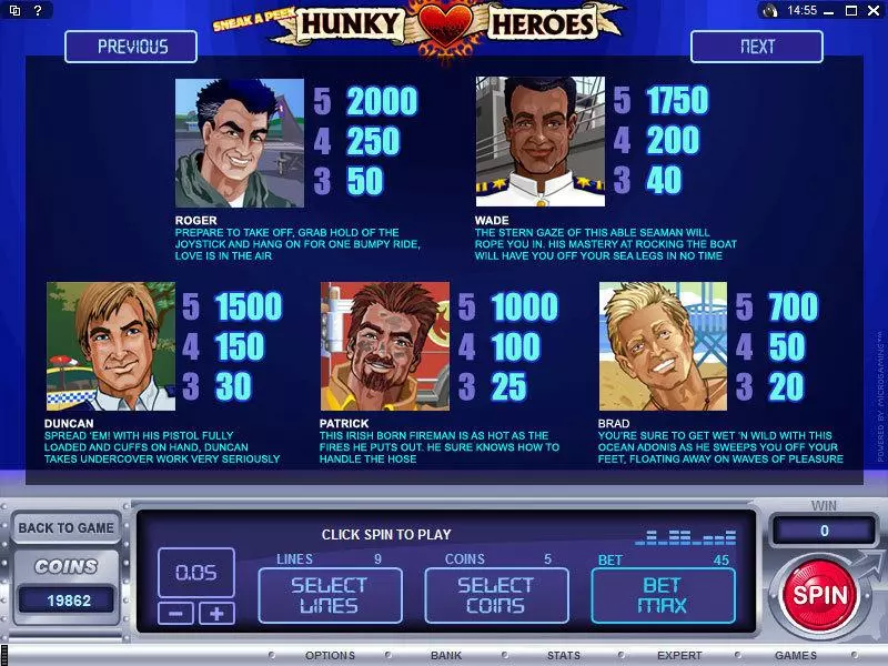 Sneak a Peek - Hunky Heroes  Real Money Slot made by Microgaming - Info and Rules
