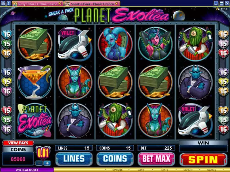 Sneak a Peek - Planet Exotica  Real Money Slot made by Microgaming - Main Screen Reels