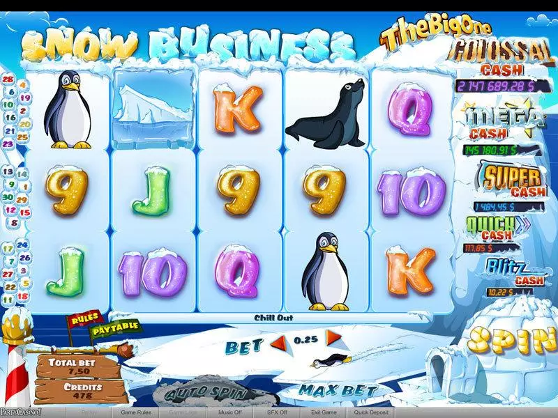 Snow Business  Real Money Slot made by bwin.party - Main Screen Reels