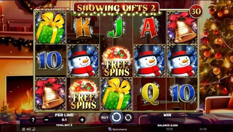 Snowing Gifts 2  Real Money Slot made by Spinomenal - Main Screen Reels
