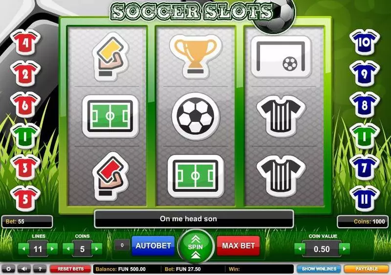 Soccer Slots  Real Money Slot made by 1x2 Gaming - Main Screen Reels