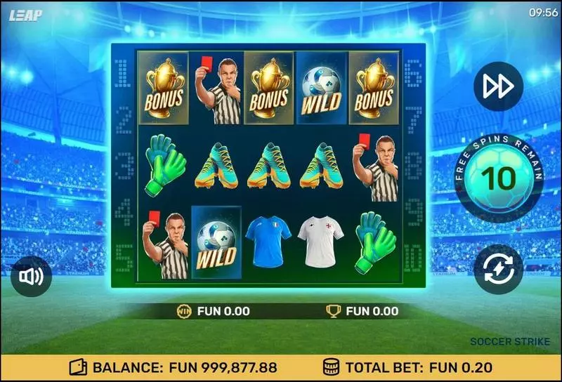 Soccer Strike  Real Money Slot made by Leap Gaming - Main Screen Reels