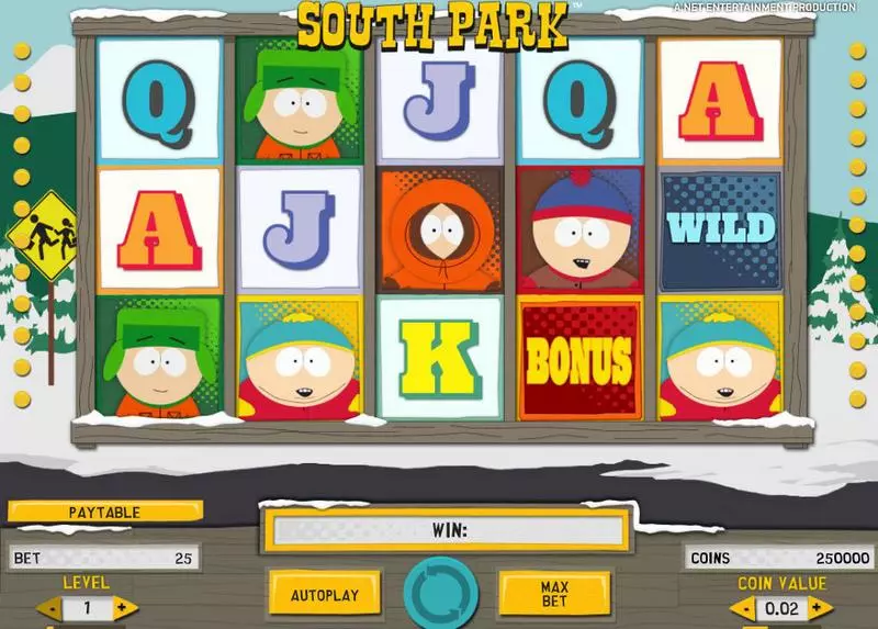 South Park  Real Money Slot made by NetEnt - Main Screen Reels