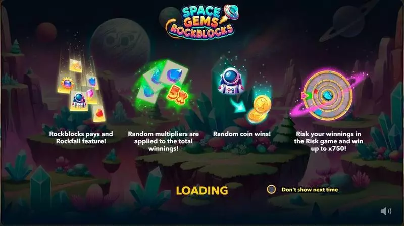 Space Gems. Rockblocks  Real Money Slot made by Mascot Gaming - Introduction Screen