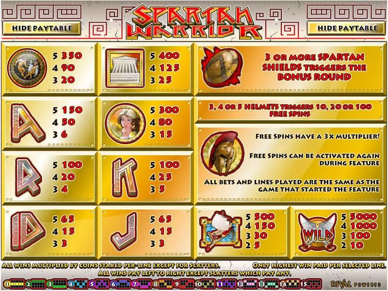 Spartan Warrior  Real Money Slot made by Rival - Info and Rules
