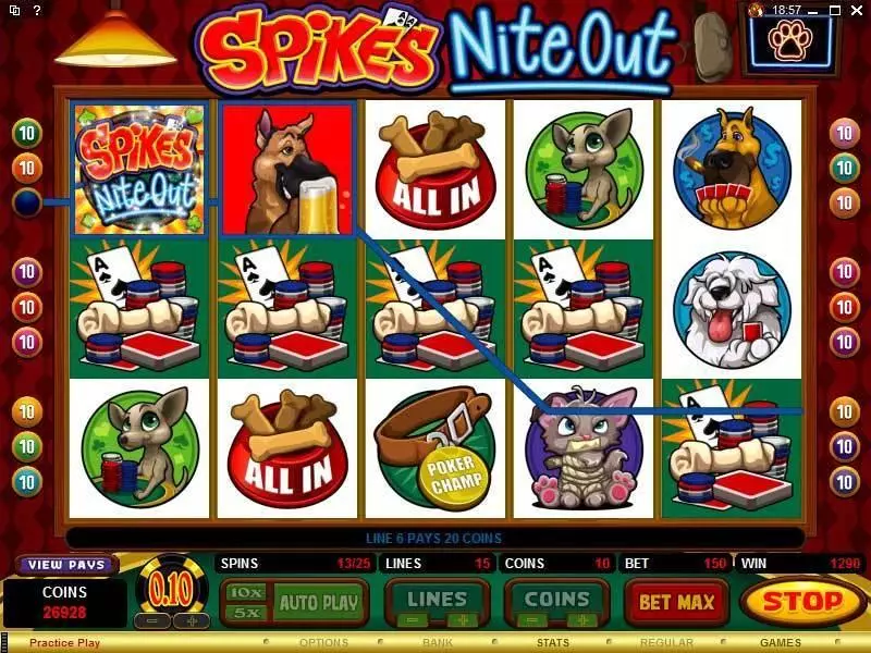 Spike's Nite Out  Real Money Slot made by Microgaming - Main Screen Reels