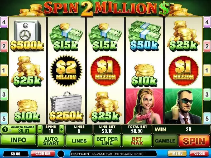 Spin 2 Million  Real Money Slot made by PlayTech - Main Screen Reels