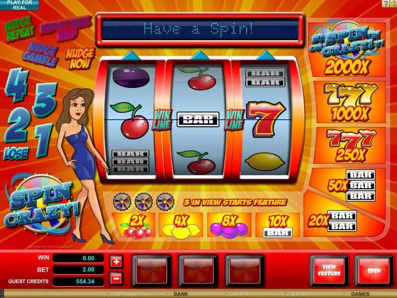 Spin Crazy  Real Money Slot made by Microgaming - Main Screen Reels