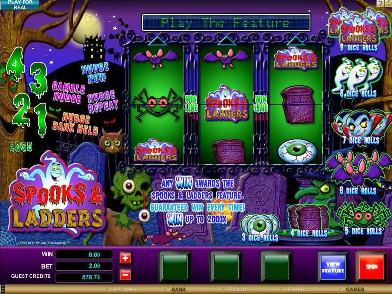 Spooks and Ladders  Real Money Slot made by Microgaming - Main Screen Reels