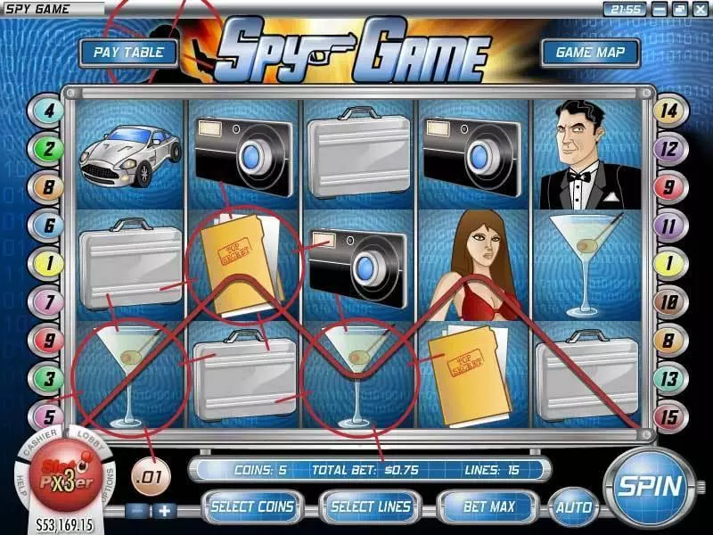 Spy Game  Real Money Slot made by Rival - Main Screen Reels