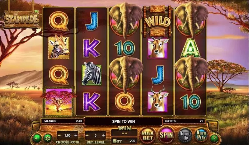 Stampede  Real Money Slot made by BetSoft - Main Screen Reels