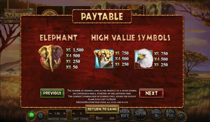 Stampede  Real Money Slot made by BetSoft - Info and Rules