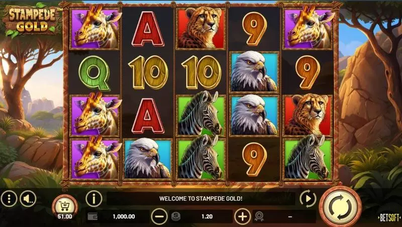 Stampede Gold  Real Money Slot made by BetSoft - Main Screen Reels