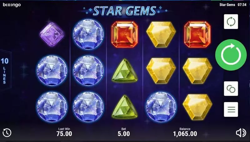 Star Gems  Real Money Slot made by Booongo - Main Screen Reels