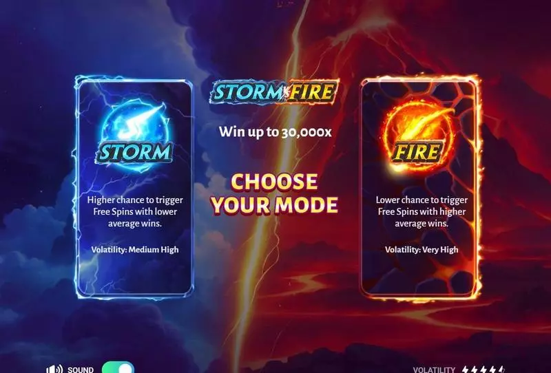 Storm vs Fire  Real Money Slot made by TrueLab Games - Introduction Screen