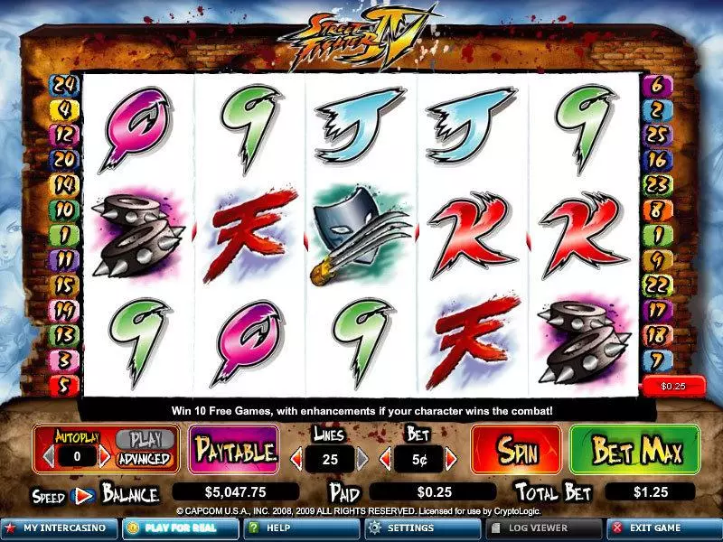 Street Fighter IV  Real Money Slot made by CryptoLogic - Main Screen Reels