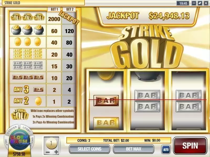 Strike Gold  Real Money Slot made by Rival - Main Screen Reels