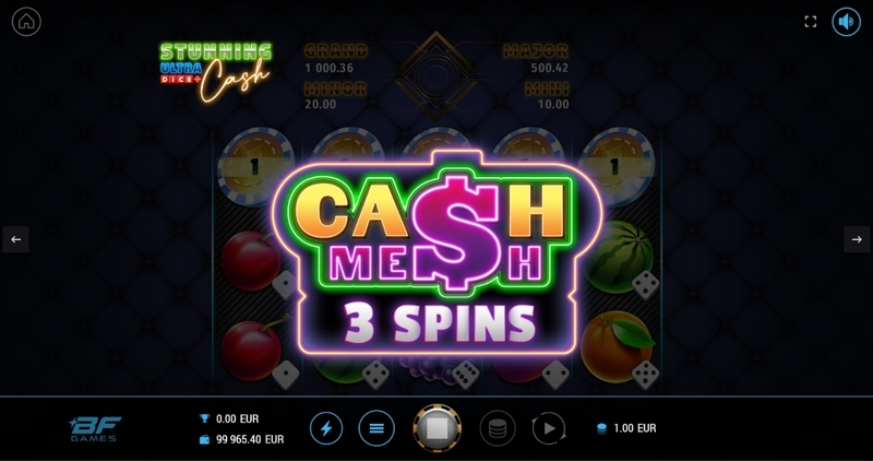 Stunning Cash Ultra Dice  Real Money Slot made by BF Games - Introduction Screen