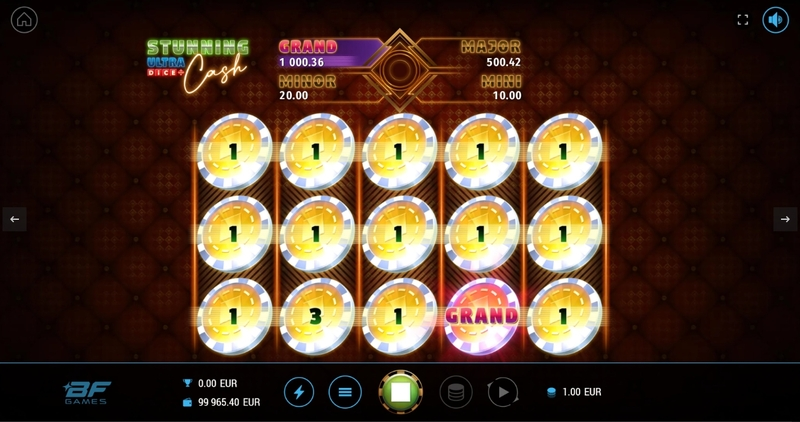 Stunning Cash Ultra Dice  Real Money Slot made by BF Games - Main Screen Reels