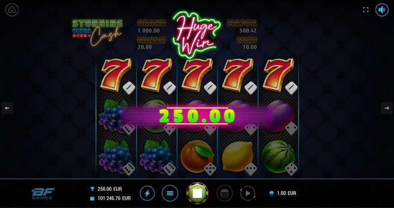 Stunning Cash Ultra Dice  Real Money Slot made by BF Games - Winning Screenshot