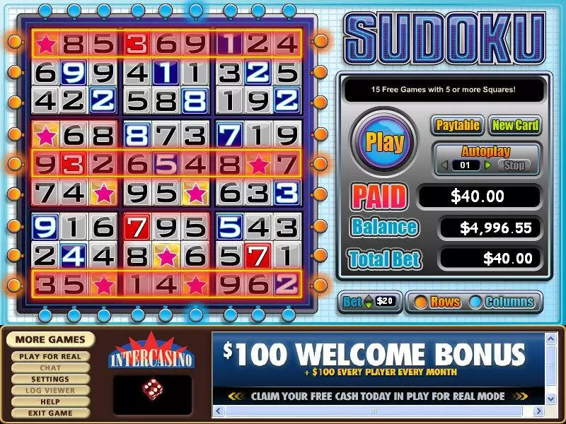 Sudoku  Real Money Slot made by CryptoLogic - Main Screen Reels