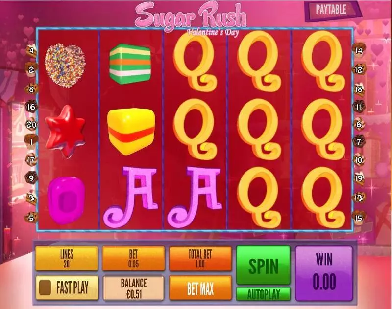 Sugar Rush Valentine's Day  Real Money Slot made by Topgame - Main Screen Reels