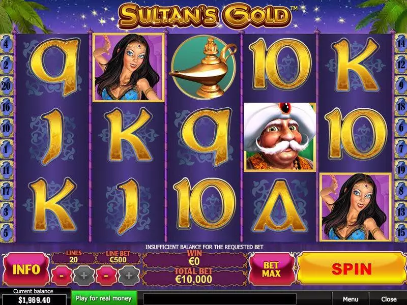 Sultan's Gold  Real Money Slot made by PlayTech - Main Screen Reels