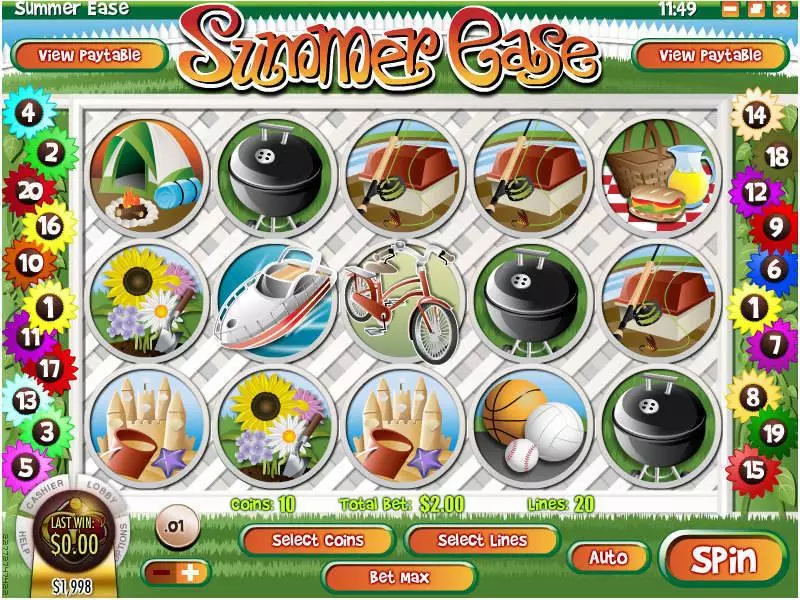 Summer Ease  Real Money Slot made by Rival - Main Screen Reels