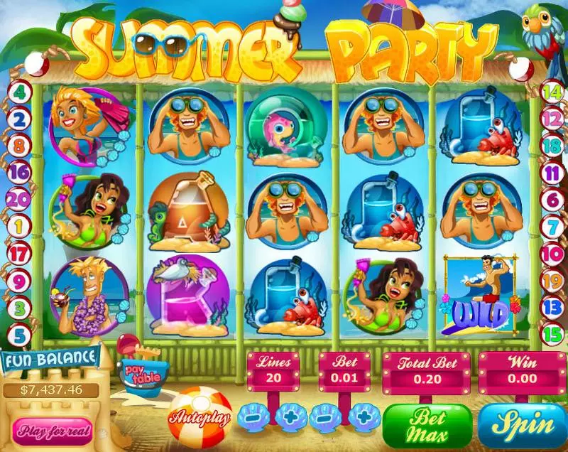 Summer Party  Real Money Slot made by Topgame - Main Screen Reels