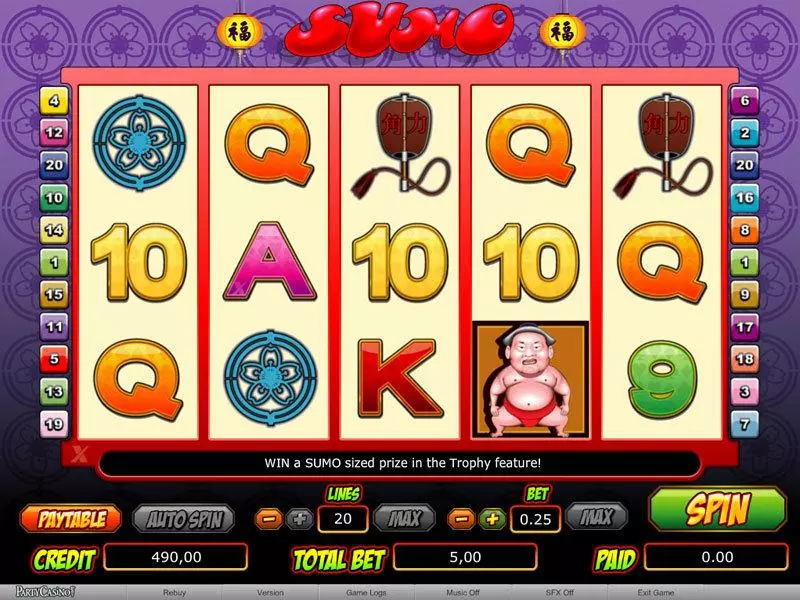 Sumo  Real Money Slot made by bwin.party - Main Screen Reels