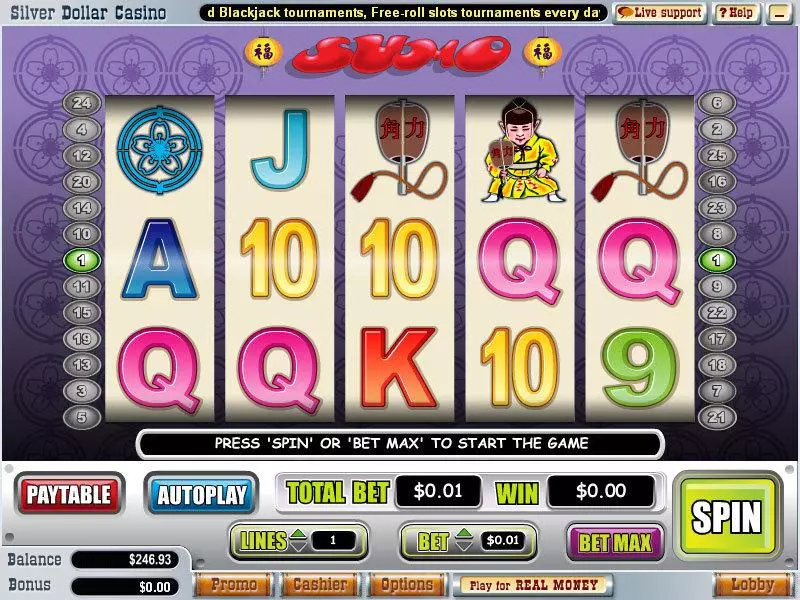 Sumo  Real Money Slot made by WGS Technology - Main Screen Reels
