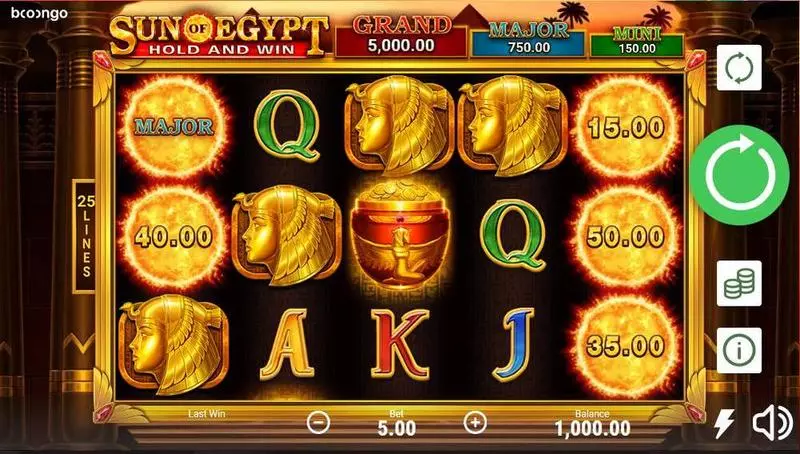 Sun Of Egypt  Real Money Slot made by Booongo - Main Screen Reels